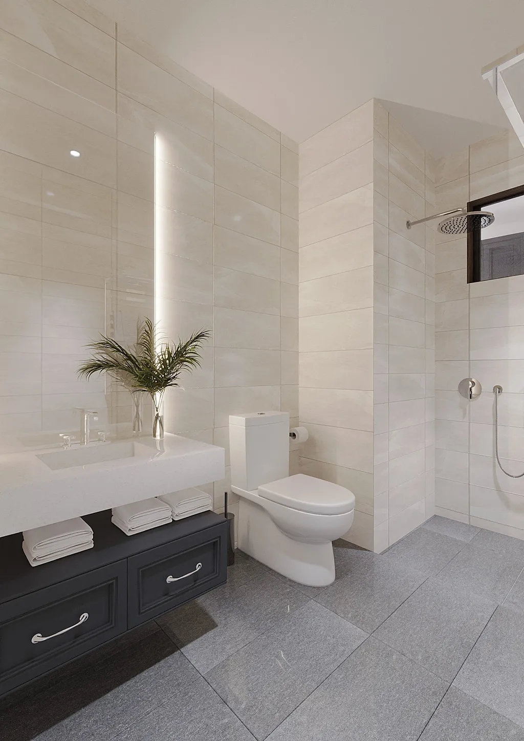 Thiết kế nội thất 3D cho phòng tắm căn hộ cao cấp Hà Đô, Củ Chi theo phong cách Neo Classic