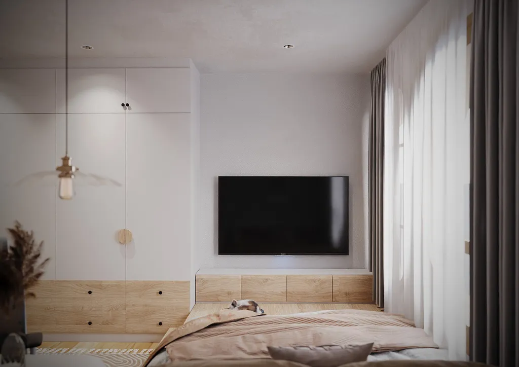 Thiết kế nội thất 3D cho phòng ngủ căn hộ anh Khánh Bình Thạnh theo phong cách Scandinavian