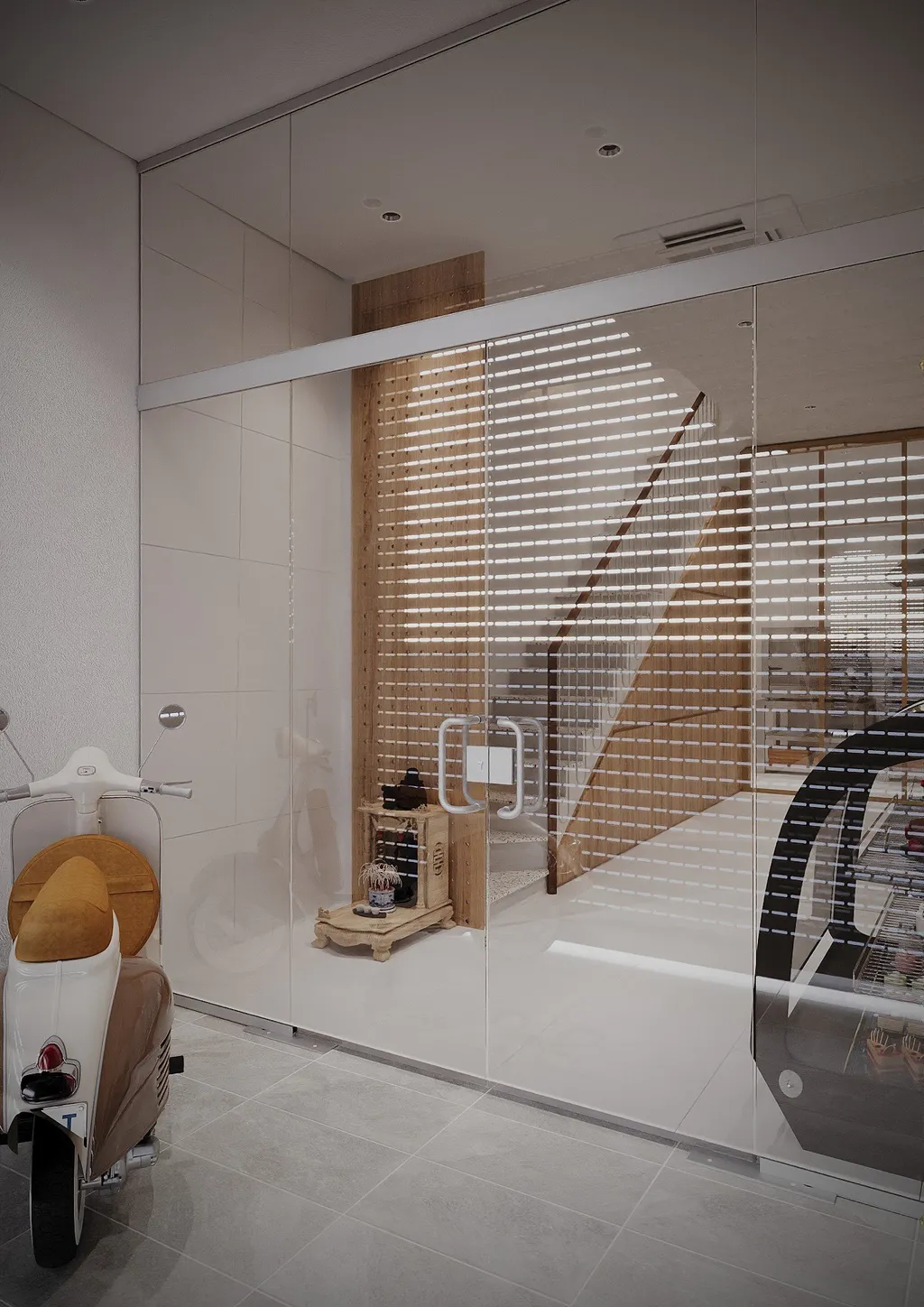 Thiết kế nội thất 3D cho lối vào căn hộ anh Khánh Bình Thạnh theo phong cách Scandinavian