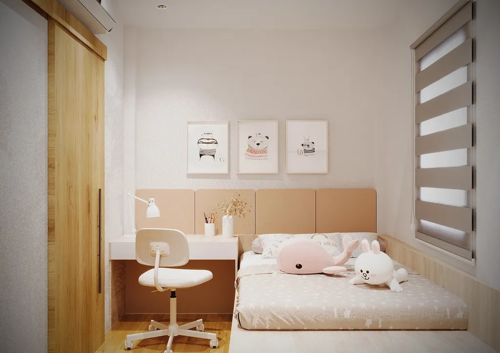 Thiết kế nội thất 3D cho phòng cho bé căn hộ anh Khánh Bình Thạnh theo phong cách Scandinavian