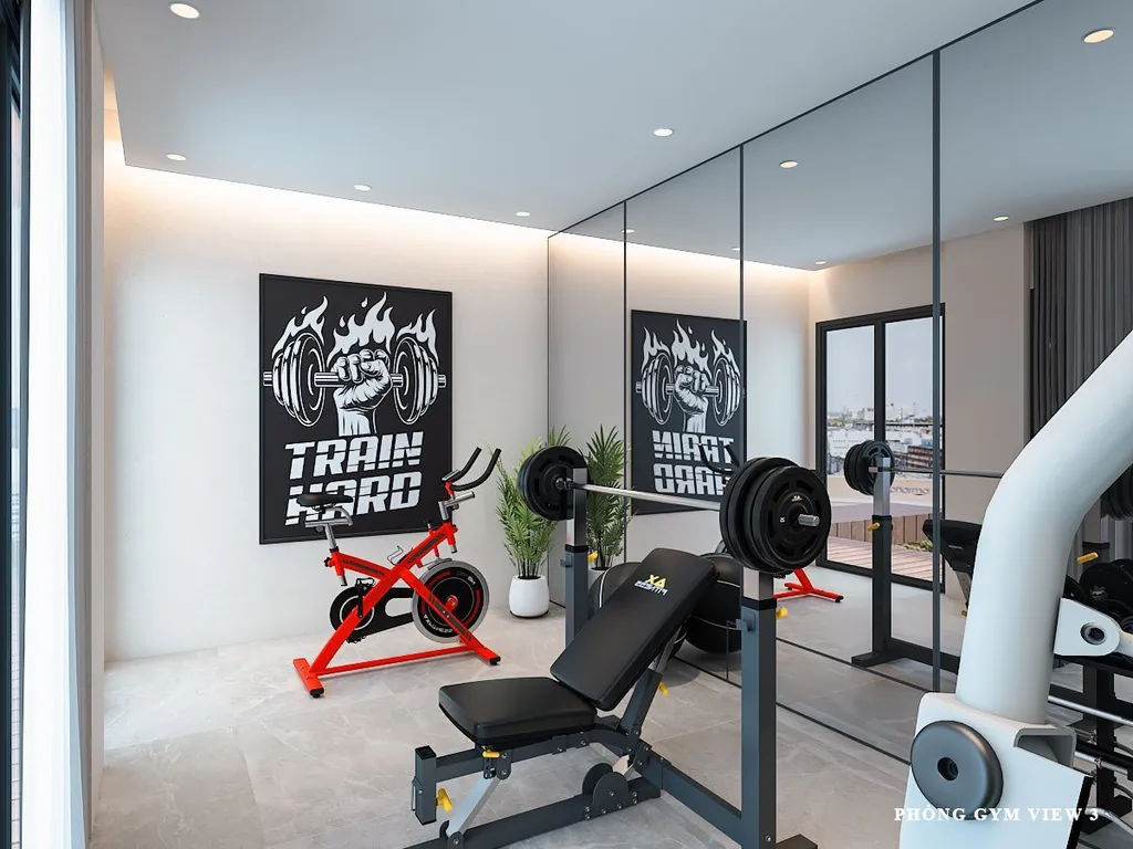 Thiết kế 3D cho phòng gym biệt thự anh Giang, An Giang theo phong cách Modern. 