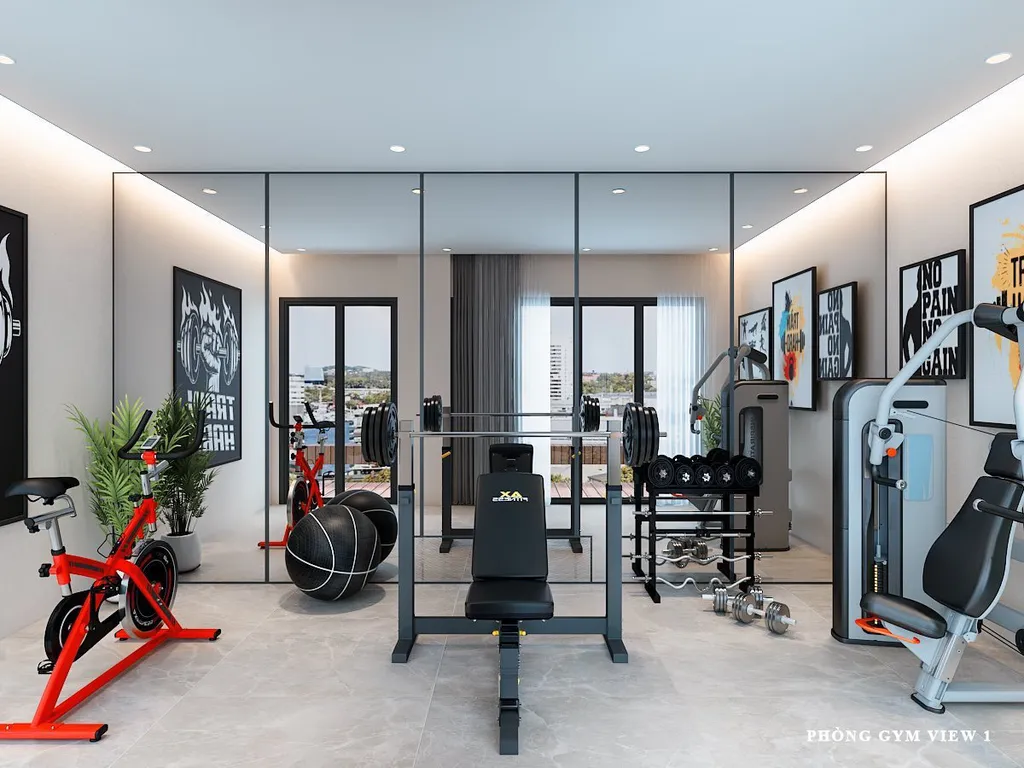 Thiết kế 3D cho phòng gym biệt thự anh Giang, An Giang theo phong cách Modern. 