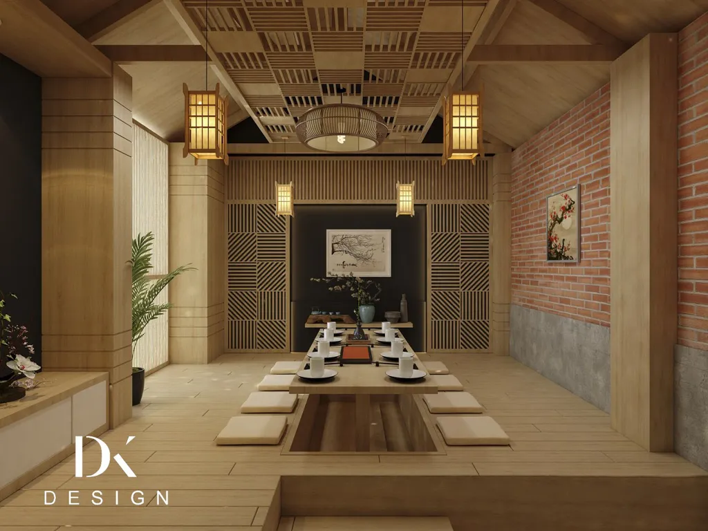 Thiết kế 3D cho nhà hàng SUSHIYA Bình Dương theo phong cách Modern x Japan