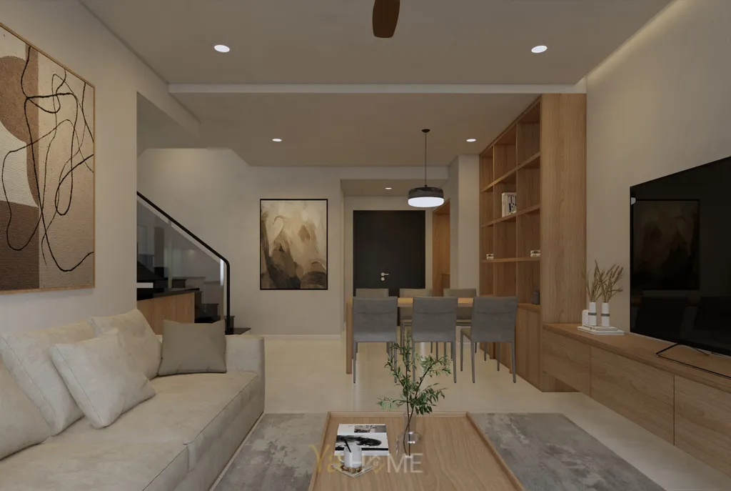 Thiết kế 3D cho phòng khách nội thất căn hộ Sunrise City theo phong cách Minimalist