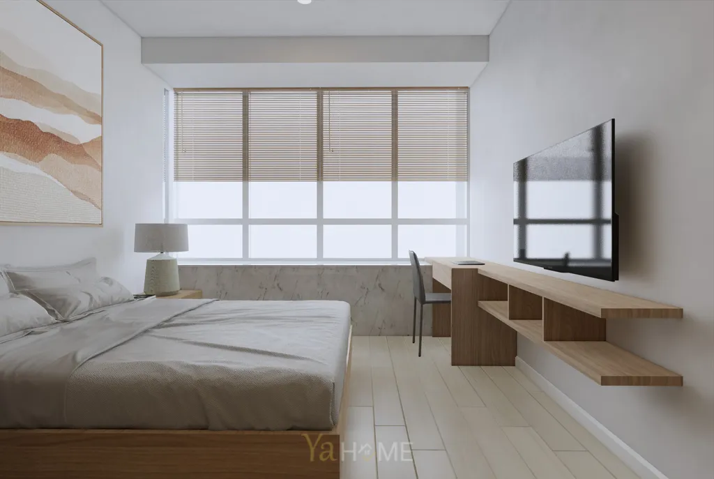 Thiết kế 3D cho phòng ngủ nội thất căn hộ Sunrise City theo phong cách Minimalist