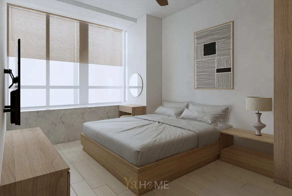 Thiết kế 3D cho phòng ngủ nội thất căn hộ Sunrise City theo phong cách Minimalist