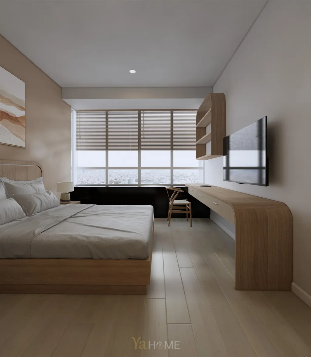 Thiết kế 3D cho phòng ngủ nội thất căn hộ Sunrise City theo phong cách Minimalist