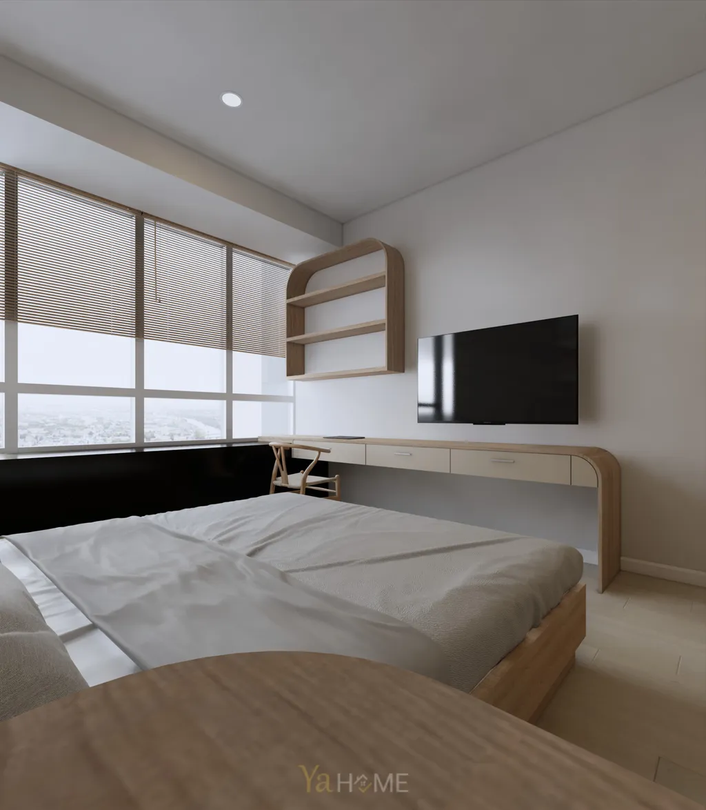 Thiết kế 3D cho phòng ngủ nội thất căn hộ Sunrise City theo phong cách Minimalist