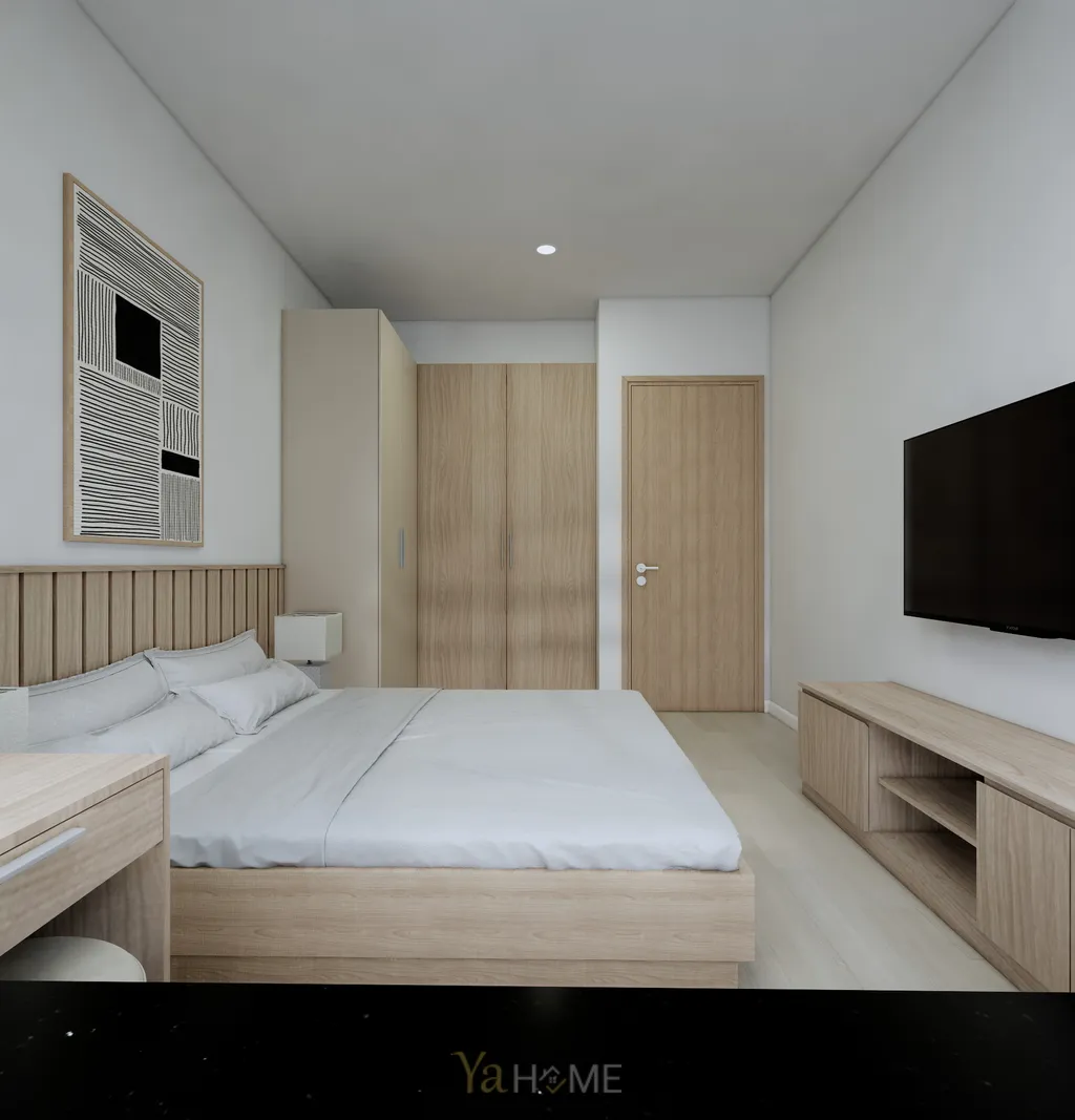 Thiết kế 3D cho phòng ngủ nội thất căn hộ Sunrise City theo phong cách Minimalist