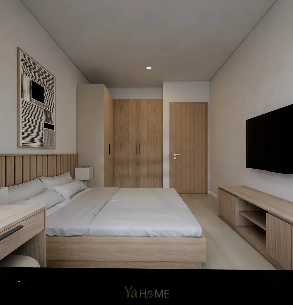 Thiết kế 3D cho phòng ngủ nội thất căn hộ Sunrise City theo phong cách Minimalist