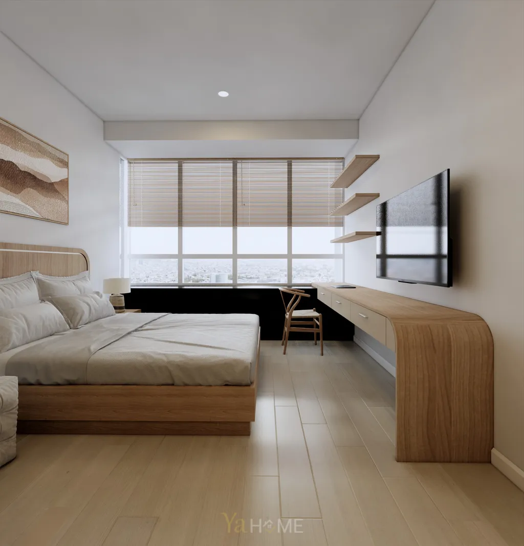 Thiết kế 3D cho phòng ngủ nội thất căn hộ Sunrise City theo phong cách Minimalist