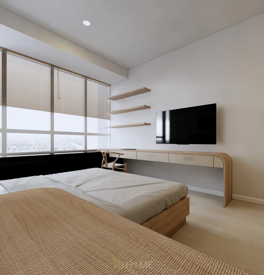 Thiết kế 3D cho phòng ngủ nội thất căn hộ Sunrise City theo phong cách Minimalist