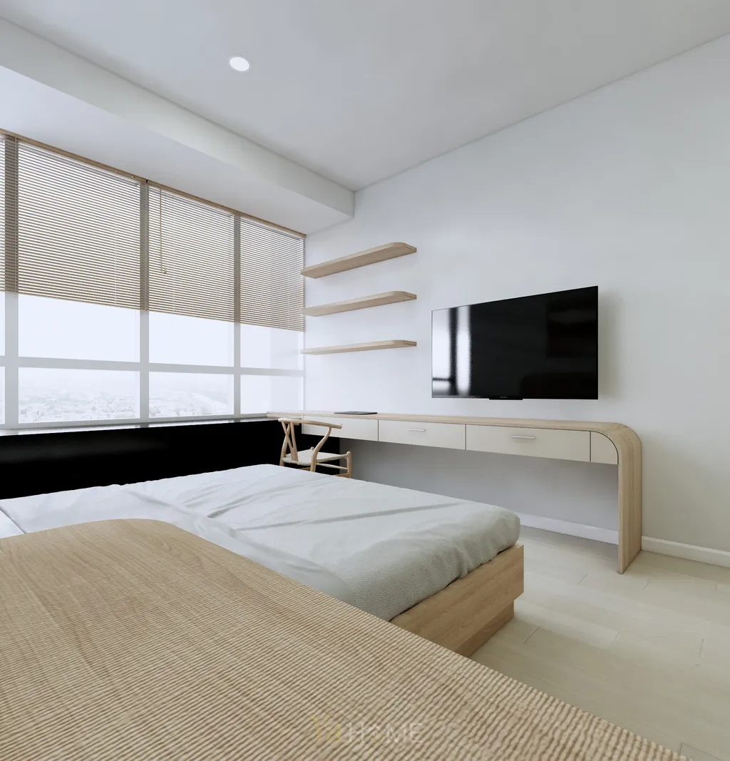 Thiết kế 3D cho phòng ngủ nội thất căn hộ Sunrise City theo phong cách Minimalist