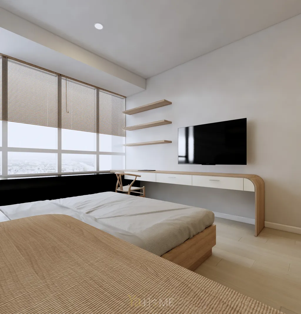 Thiết kế 3D cho phòng ngủ nội thất căn hộ Sunrise City theo phong cách Minimalist