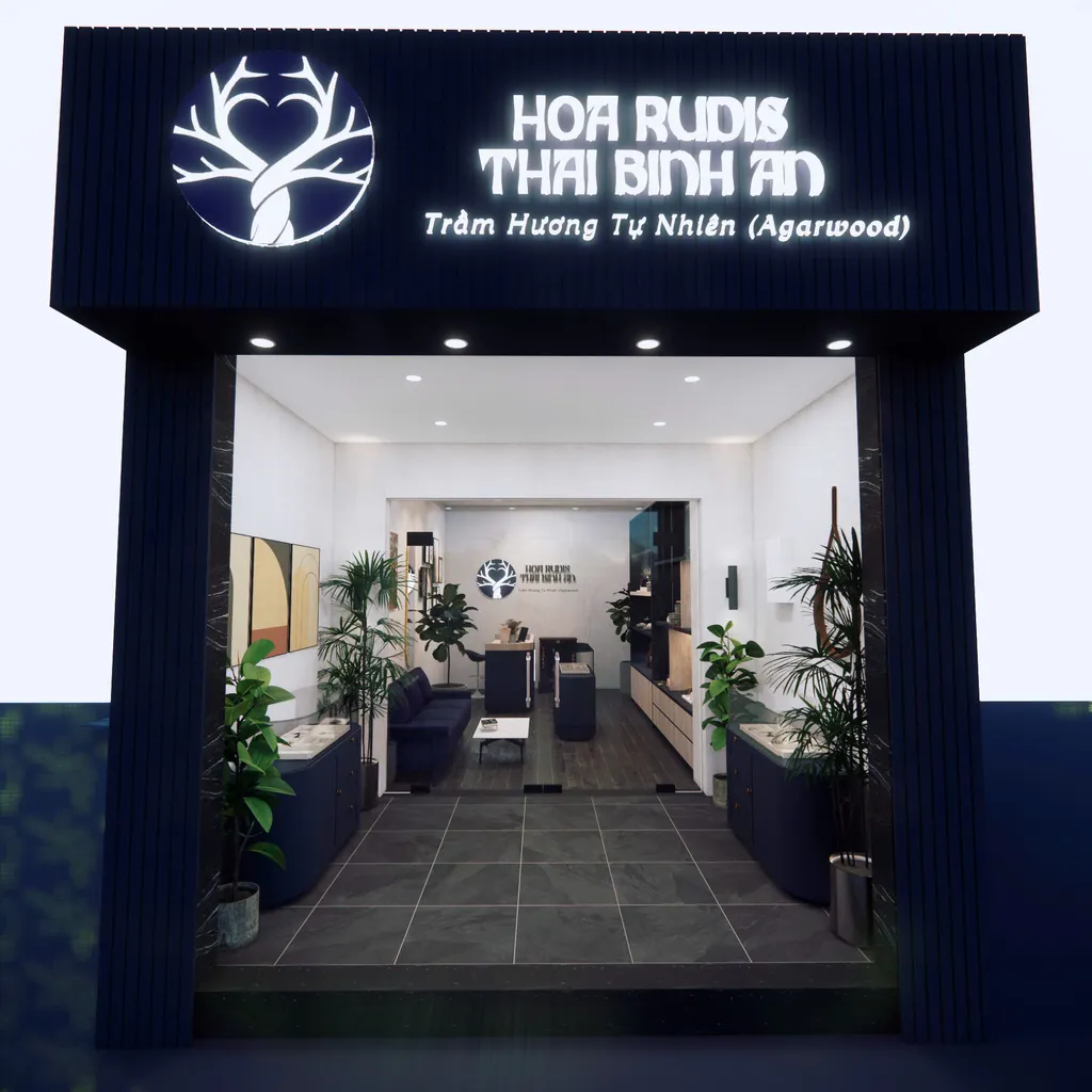 Thiết kế 3D cho nội thất Shop trầm hương Tên Lửa theo phong cách Minimalist