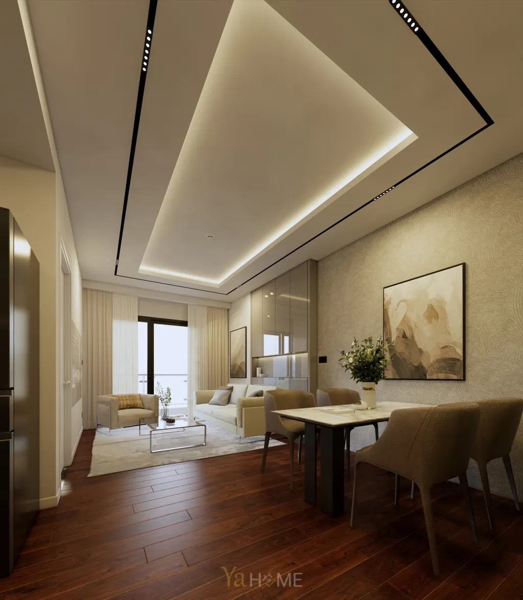 Thiết kế 3D cho nội thất phòng ăn căn hộ Akari City theo phong cách Modern