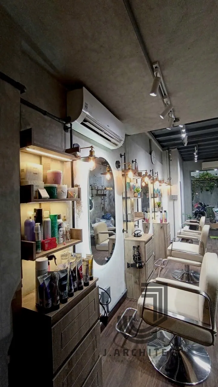 Công trình hoàn thiện nội thất cho LEXI HAIR STUDIO theo phong cách Industrial