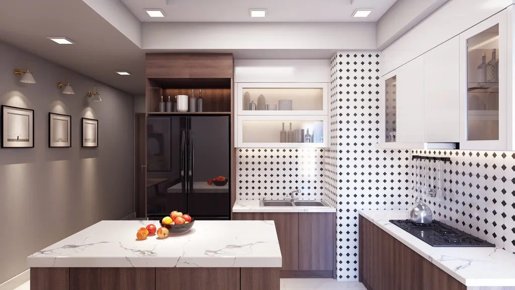 Thiết kế 3D nội thất phòng bếp cho Căn hộ Masteri Thảo Điền theo phong cách Modern