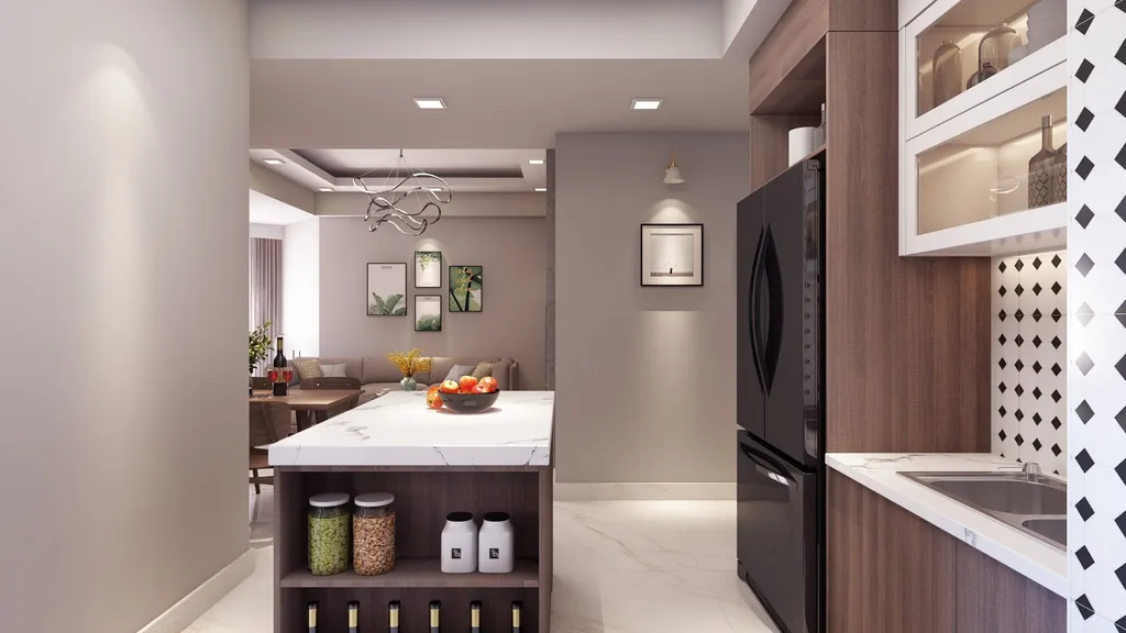 Thiết kế 3D nội thất phòng bếp cho Căn hộ Masteri Thảo Điền theo phong cách Modern
