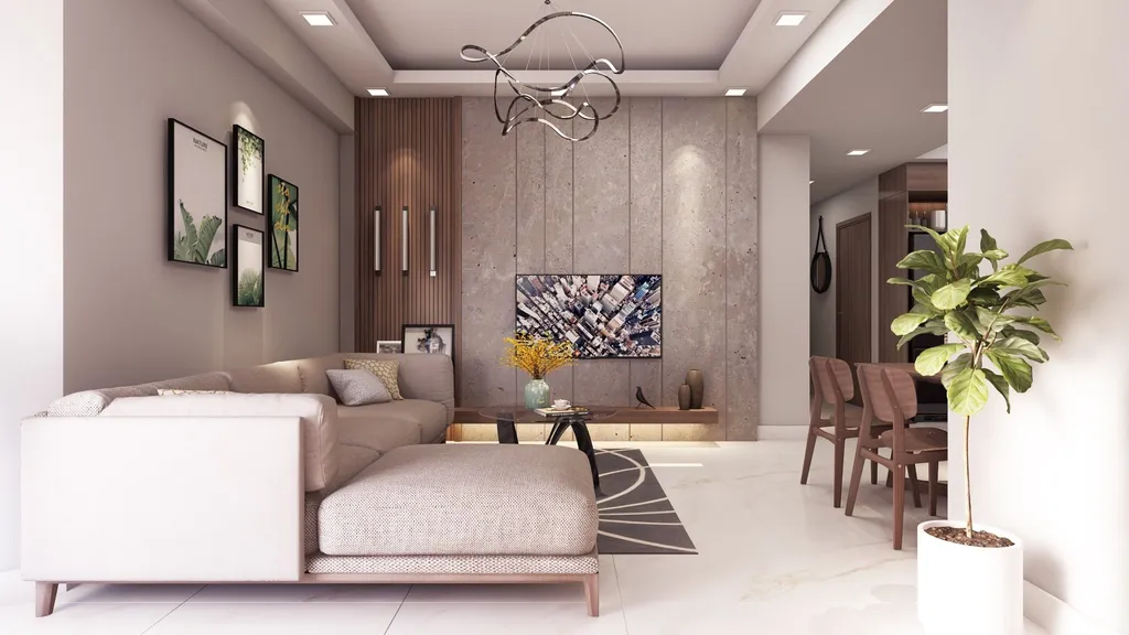 Thiết kế 3D nội thất phòng khách cho Căn hộ Masteri Thảo Điền theo phong cách Modern