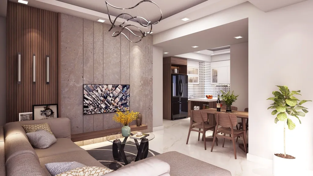Thiết kế 3D nội thất phòng khách cho Căn hộ Masteri Thảo Điền theo phong cách Modern