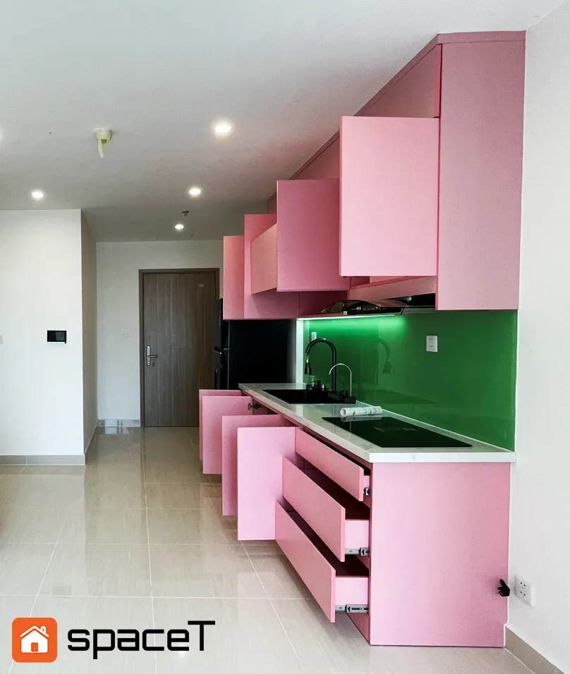 Hoàn thiện Bếp căn hộ Vinhomes Grand Park - Phong cách Color Block