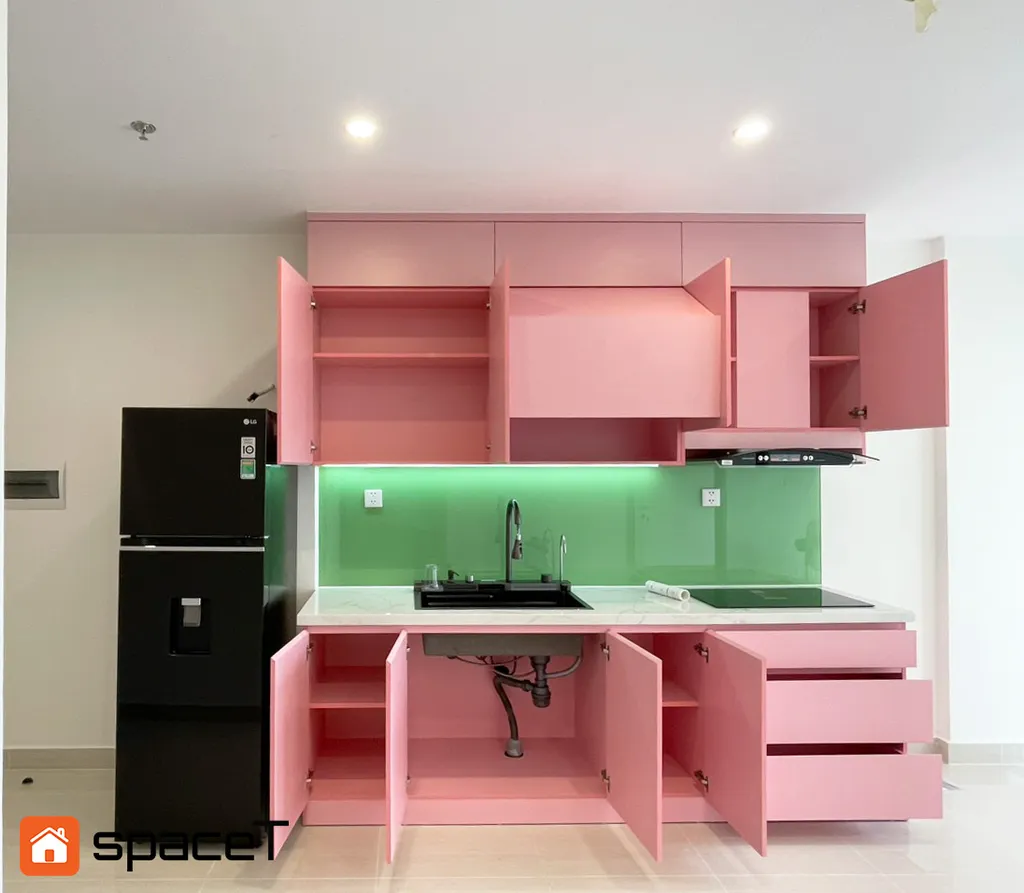 Hoàn thiện Bếp căn hộ Vinhomes Grand Park - Phong cách Color Block