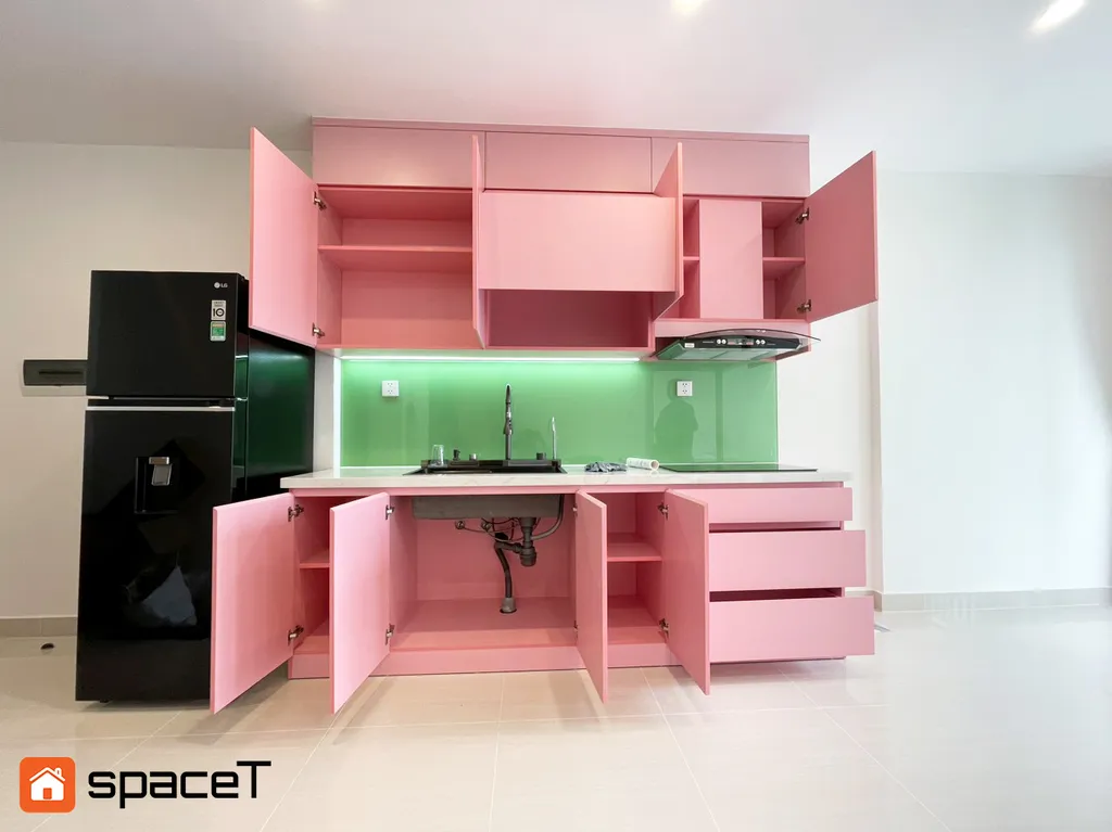 Hoàn thiện Bếp căn hộ Vinhomes Grand Park - Phong cách Color Block