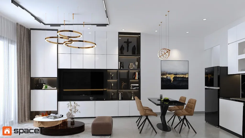 Thiết kế Concept nội thất phòng ăn, phòng khách Nhà phố Quận 4 - Phong cách Modern