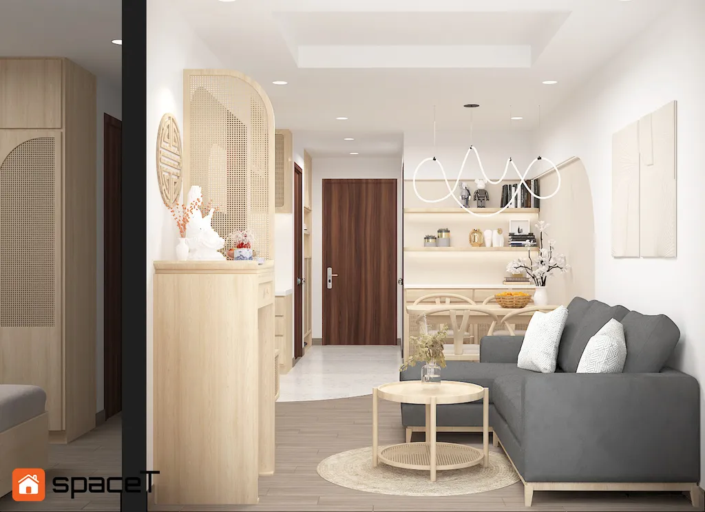 Thiết kế Concept nội thất phòng khách Căn hộ Samsora Riverside - Phong cách Japandi