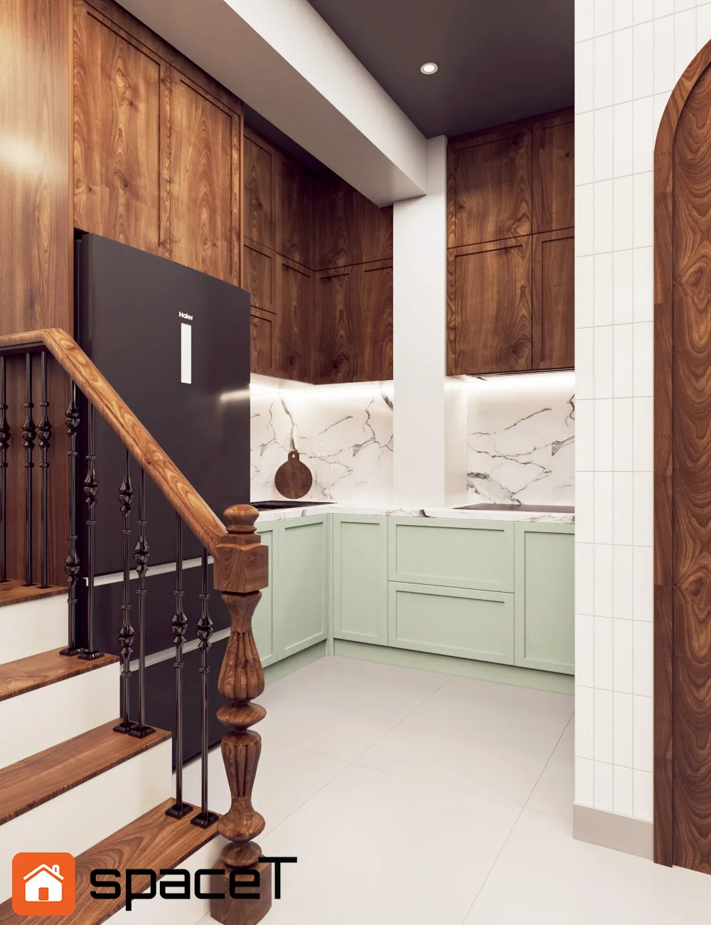 Thiết kế Concept nội thất phòng bếp Nhà phố Hồ Văn Huê - Phong cách Minimalist