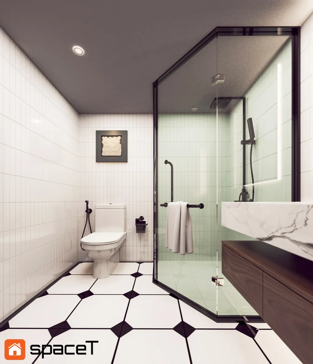Thiết kế Concept nội thất phòng tắm, nhà vệ sinh Nhà phố Hồ Văn Huê - Phong cách Minimalist