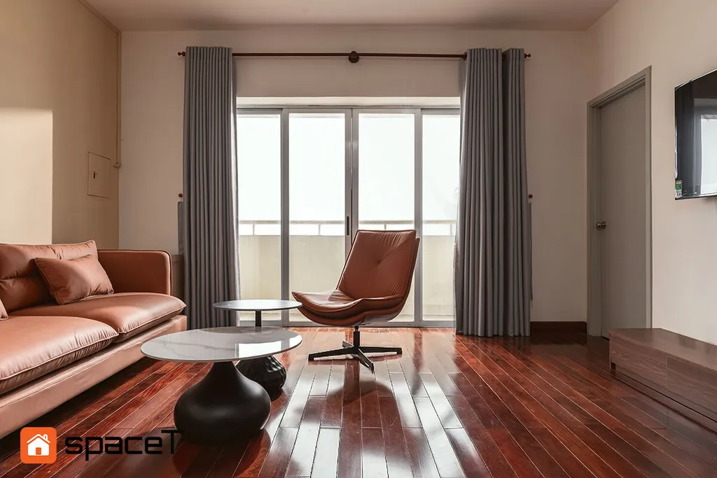 Nội thất phòng khách căn hộ Hùng Vương Plaza Quận 5 phong cách Modern hiện đại