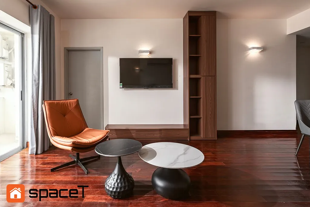 Nội thất phòng khách căn hộ Hùng Vương Plaza Quận 5 phong cách Modern hiện đại