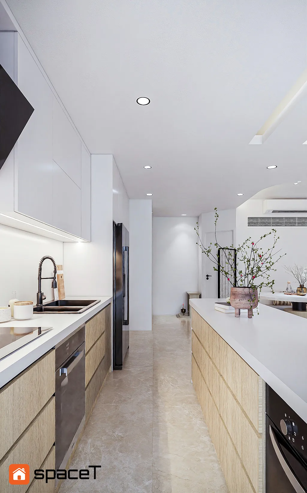 Concept 3D nội thất nhà bếp Căn hộ Sunrise City View - Phong cách Minimalist