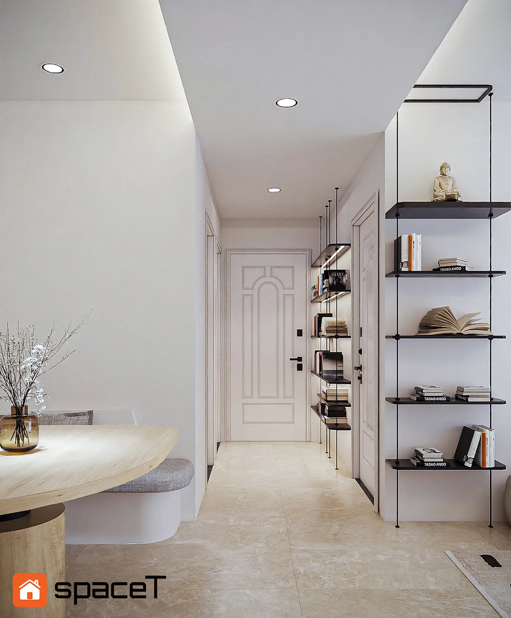 Concept 3D nội thất hành lang Căn hộ Sunrise City View - Phong cách Minimalist