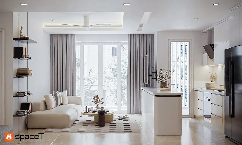 Concept 3D nội thất phòng khách Căn hộ Sunrise City View - Phong cách Minimalist