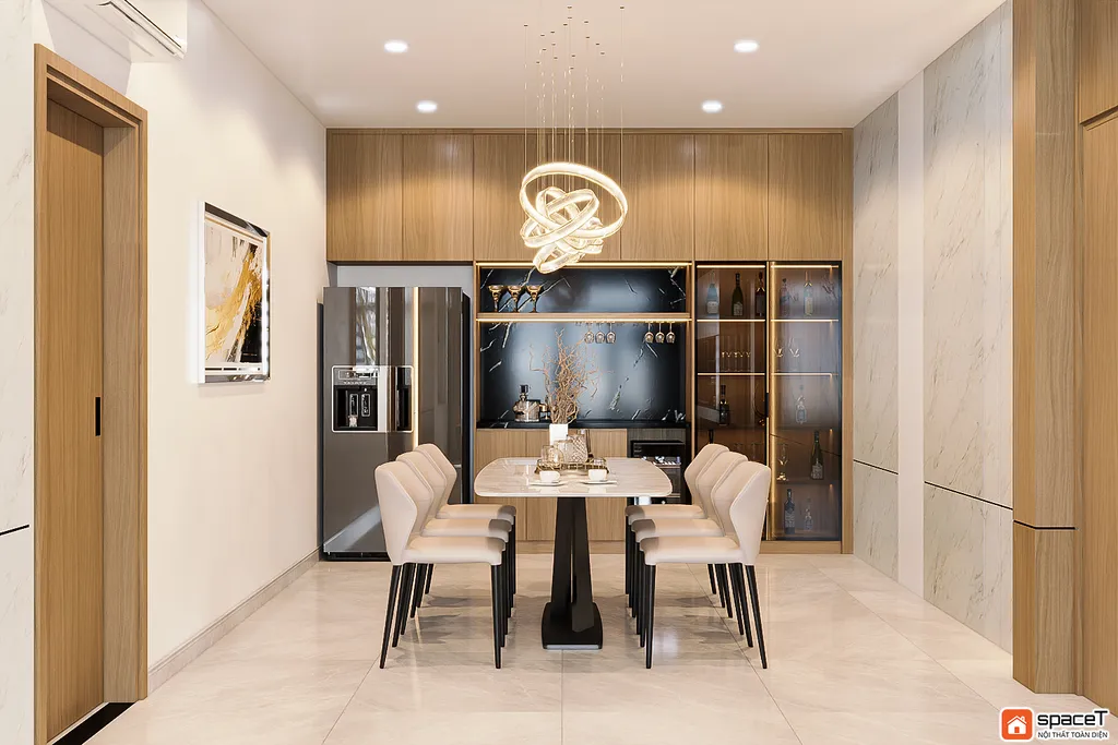 Concept 3D nội thất phòng ăn Nhà phố Sư Vạn Hạnh Quận 10 - Phong cách Minimalist