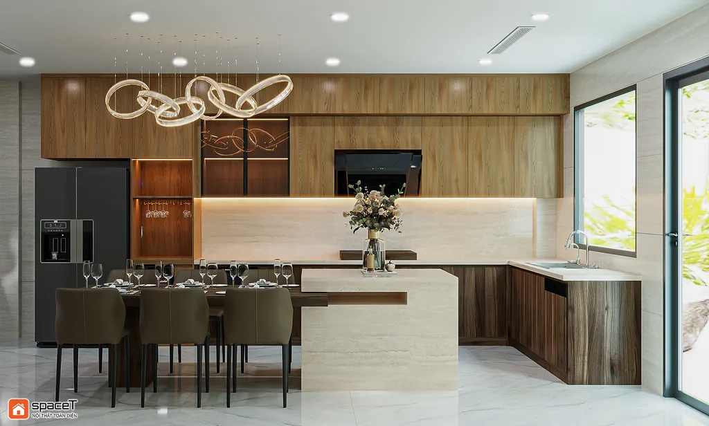 Concept 3D nội thất nhà bếp Nhà phố 150m2 Quận Bình Thạnh - Phong cách Minimalist