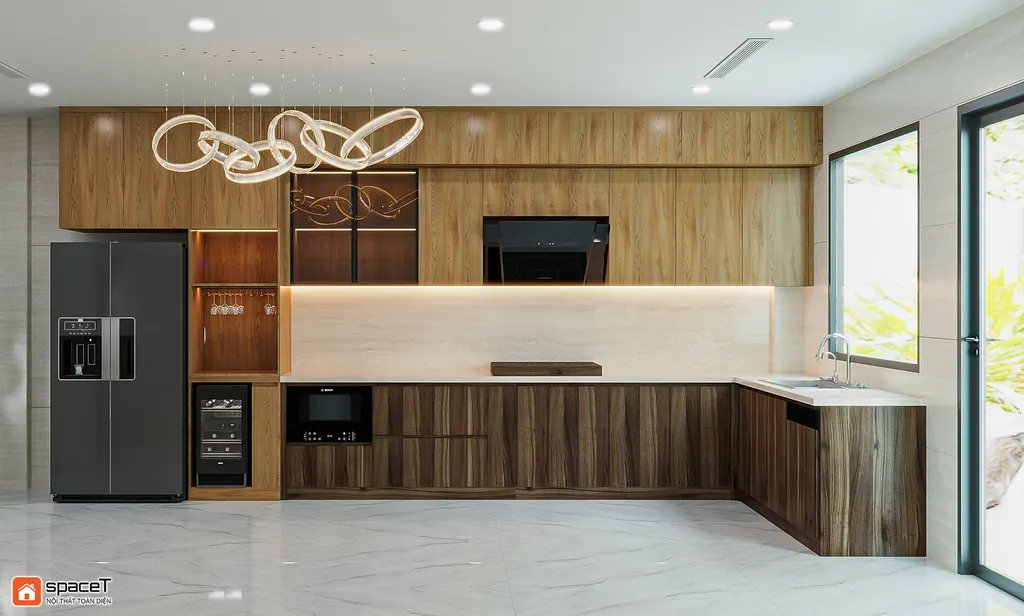 Concept 3D nội thất nhà bếp Nhà phố 150m2 Quận Bình Thạnh - Phong cách Minimalist