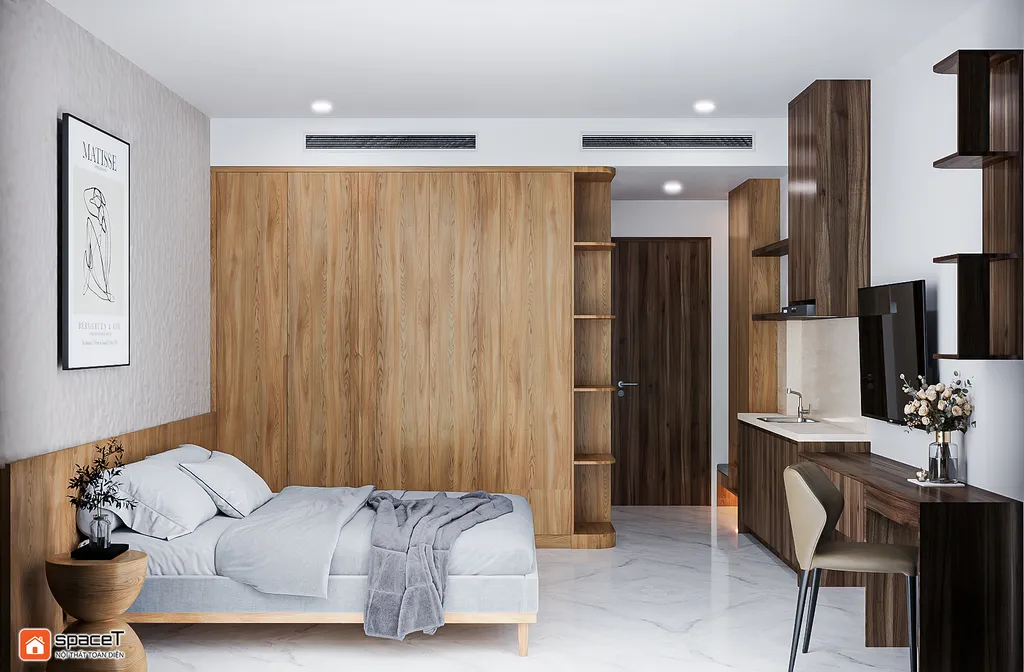 Concept 3D nội thất phòng ngủ Nhà phố 150m2 Quận Bình Thạnh - Phong cách Minimalist