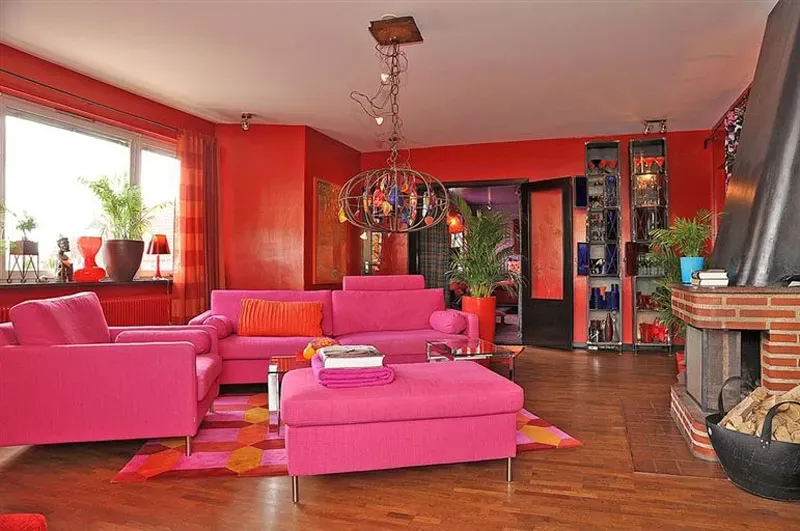 Không gian nội thất phong cách Retro hiện đại - tông hồng