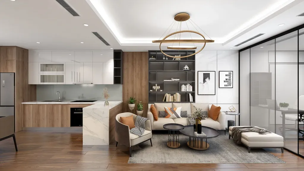 Thiết kế phòng khách căn hộ mang phong cách nội thất hiện đại