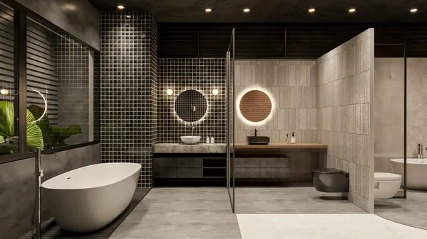 Không gian nhà tắm trở nên sang trọng khi dùng gạch thẻ ốp tường