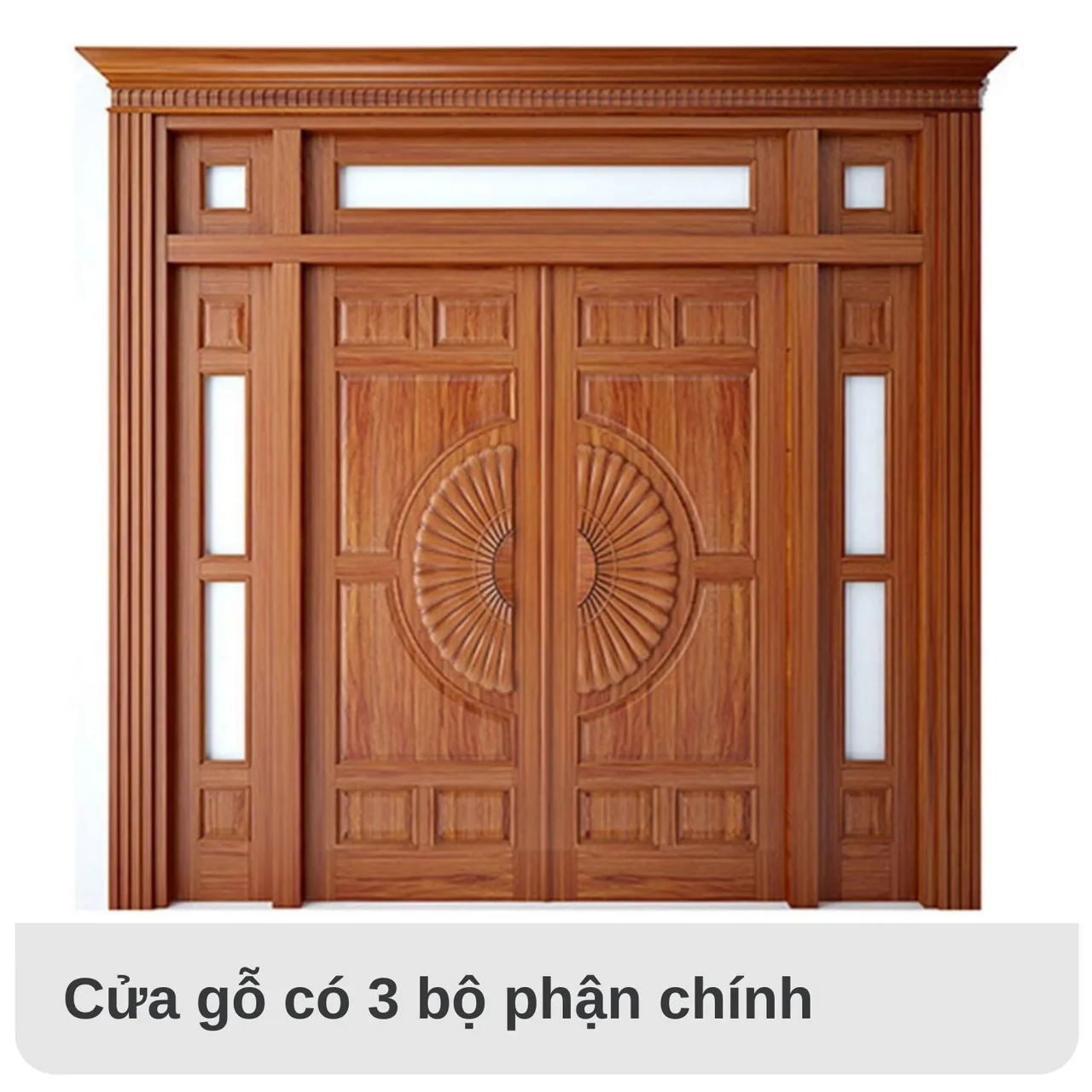 Một chiếc cửa gỗ thường gồm có 3 bộ phận chính