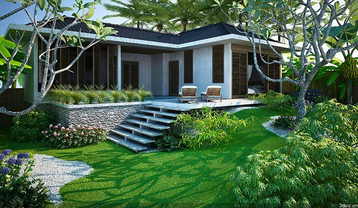 Nhà vườn là kiểu kiến trúc xây dựng khu nhà ở kết hợp với không gian vườn rộng rãi bao phủ diện tích trống để tạo nên một vẻ đẹp thiên nhiên cho không gian nhà