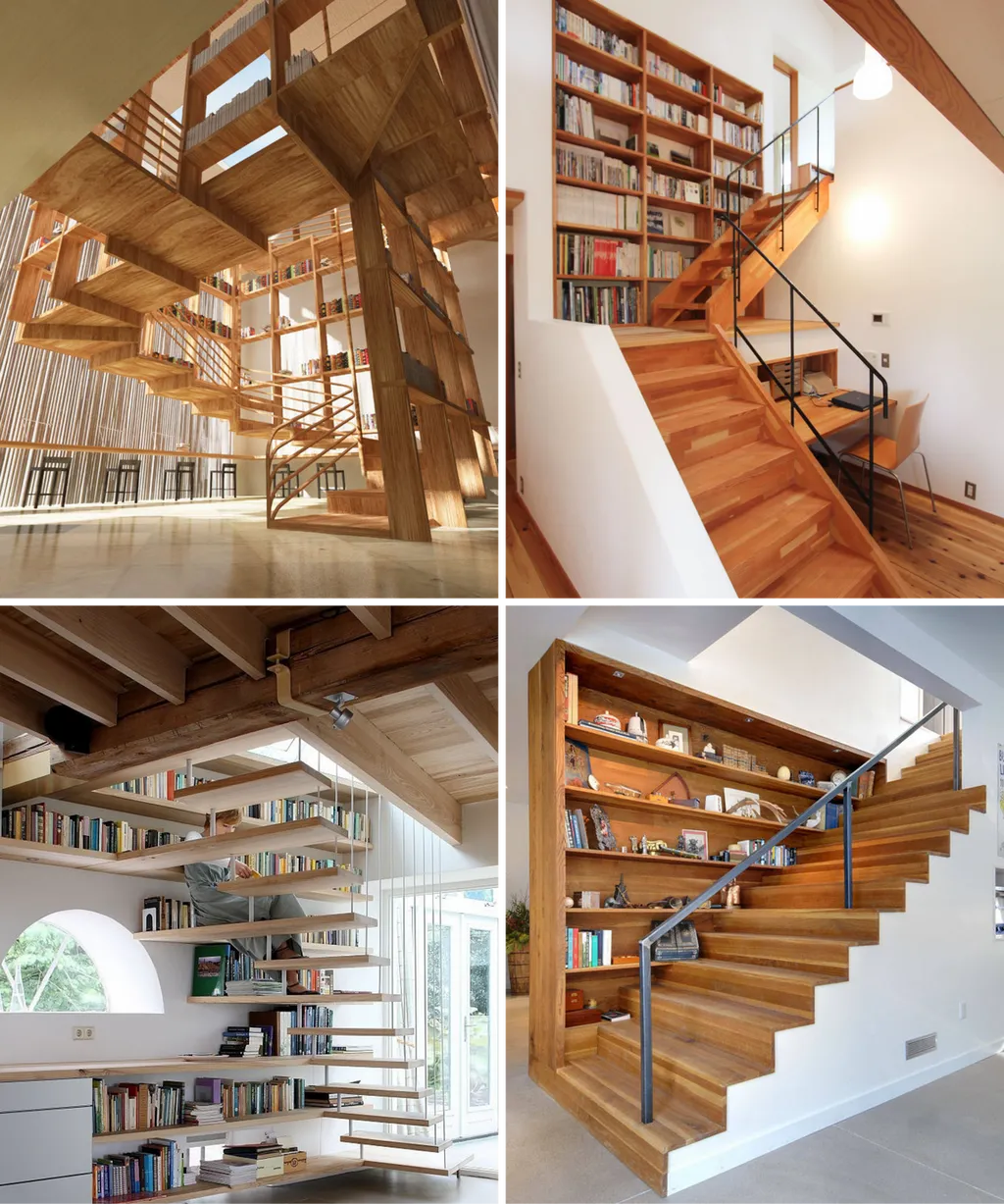 Mẫu cầu thang có thêm công dụng lưu trữ giúp bạn tận dụng tối đa không gian và hoàn toàn có thể biến căn nhà trở nên sinh động với các thiết kế đậm chất nghệ thuật.