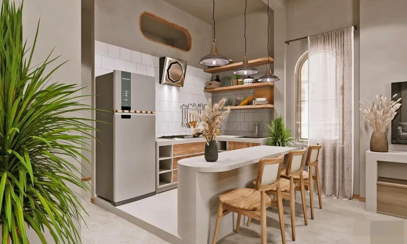 Mẫu thiết kế phòng bếp theo phong cách Wabi Sabi