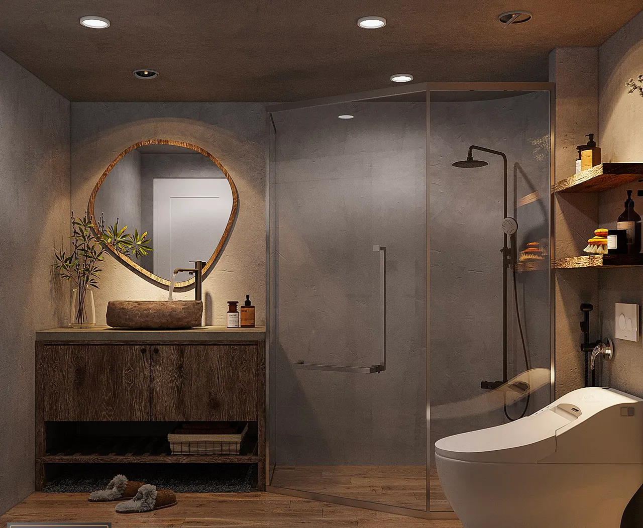 Mẫu thiết kế phòng tắm phong cách Wabi Sabi