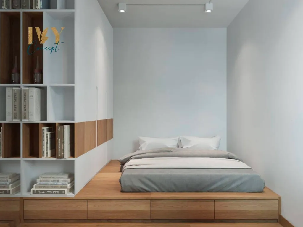 Phòng ngủ được thiết kế theo phong cách Nhật Bản, đơn giản và tiện nghi với các tone màu cơ bản, đảm bảo được công năng cần thiết và không có một chi tiết dư thừa.